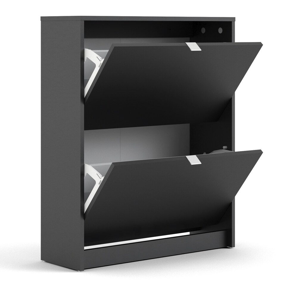 image 1 of Shoes Shoe Cabinet 2 Flip Down Doors and 2 layers in Matt Black