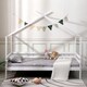 image 2 of Teddy Kids Childrens White Wooden House Treehouse Single Bed Frame (Single) | White | White | Single