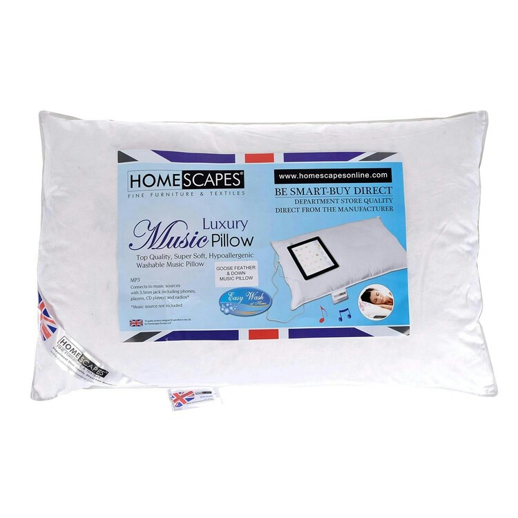 Homescapes Goose Feather And Down Music Pillow White