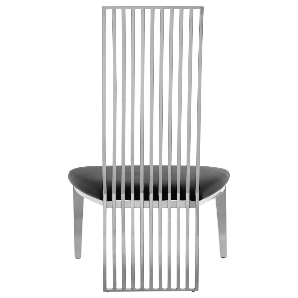 image 1 of Interiors by Premier Silver Finish Dining Chair, Backrest Velvet Office Chair, High Back Dining Chair with Silver Frame
