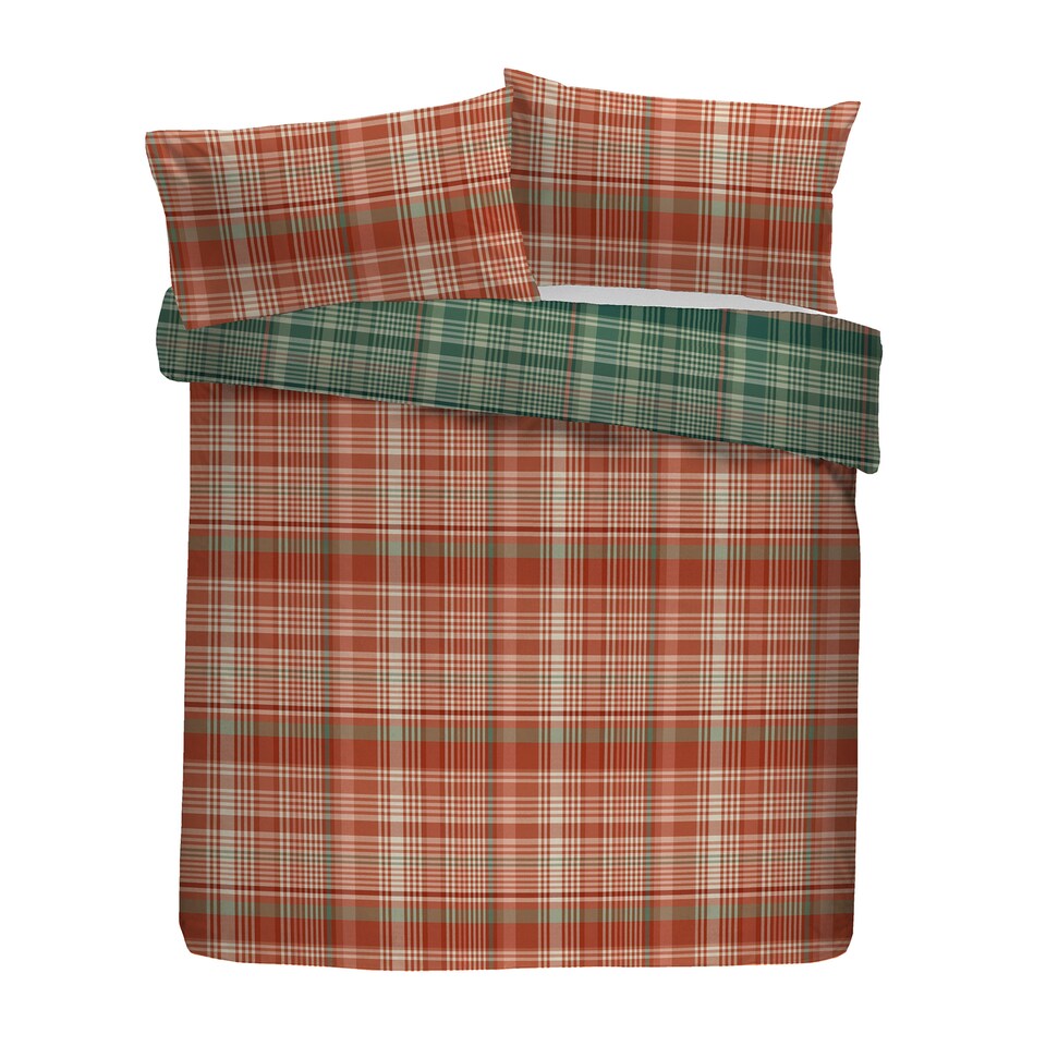 image 1 of D & D Bennet Check Duvet Cover Set Green