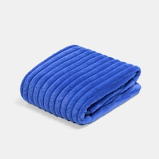 OHS Faux Fur Ribbed Fleece Throw Over Bed Blanket Winter Warm Supersoft - 125 x 150cm | Blue | Cobalt Blue