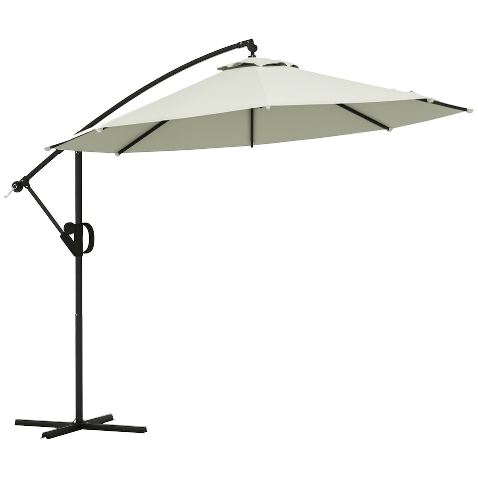image 1 of Outsunny 3(m) Cantilever Parasol with Cross Base, Crank Handle, Tilt, Cream