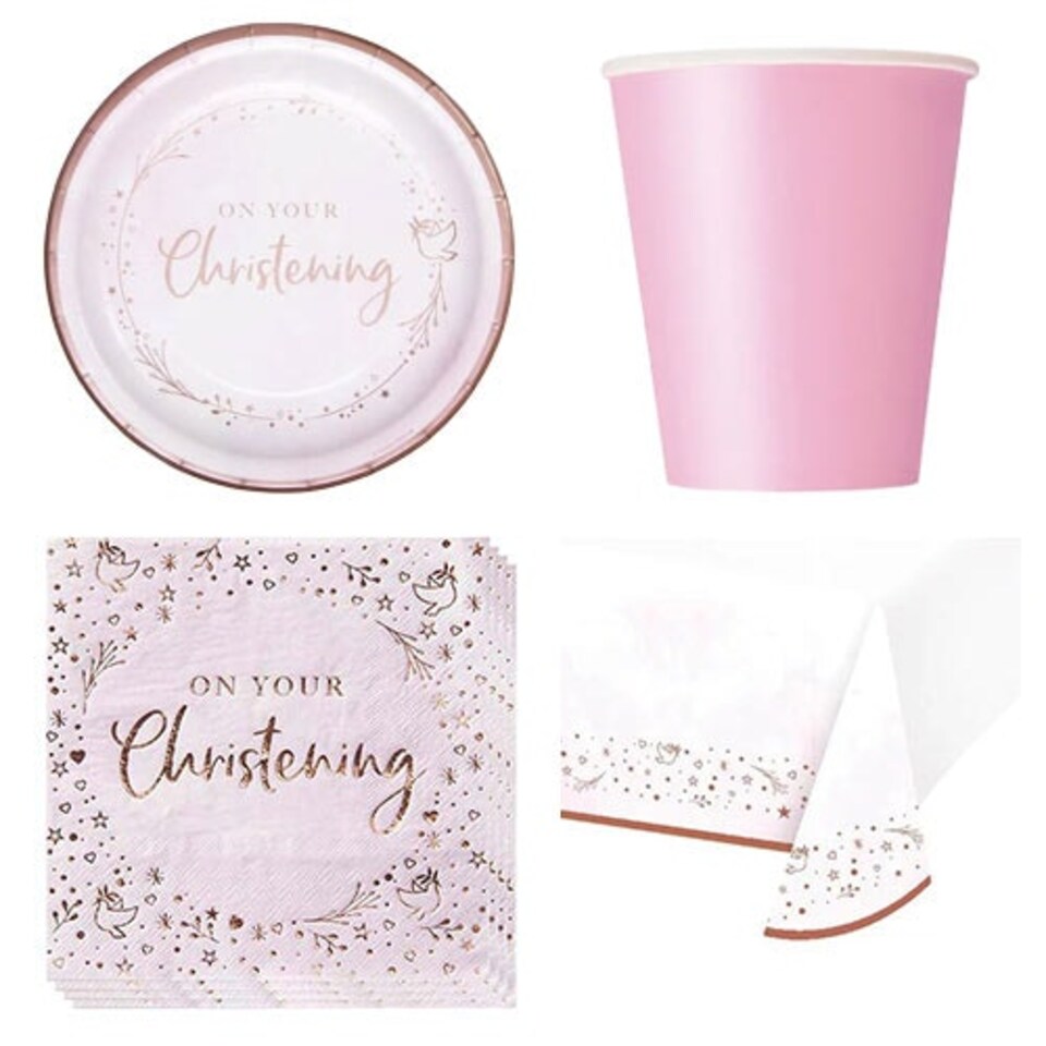 Pink On Your Christening 8 Person Value Party Pack