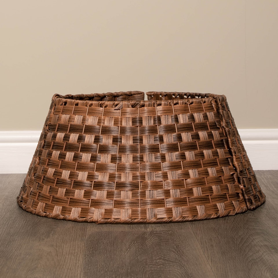 image 1 of 40/58cm Samuel Alexander Medium KD Plastic Wicker Rattan Woven Christmas Tree Skirt in Brown