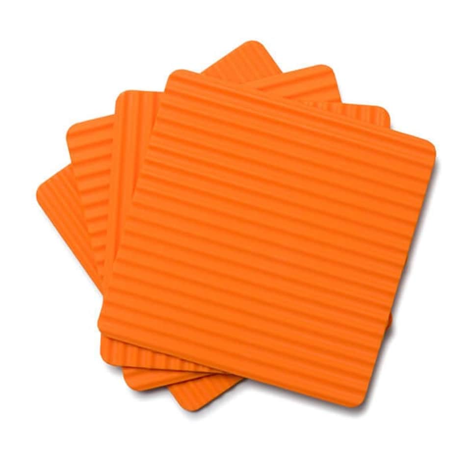 image 1 of Zeal Set of 4 Silicone Coasters Neon Orange