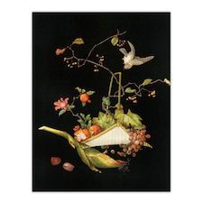 Stylised Still Life with Bird Audsley Vintage Huge Wall Art Print 18X24 In