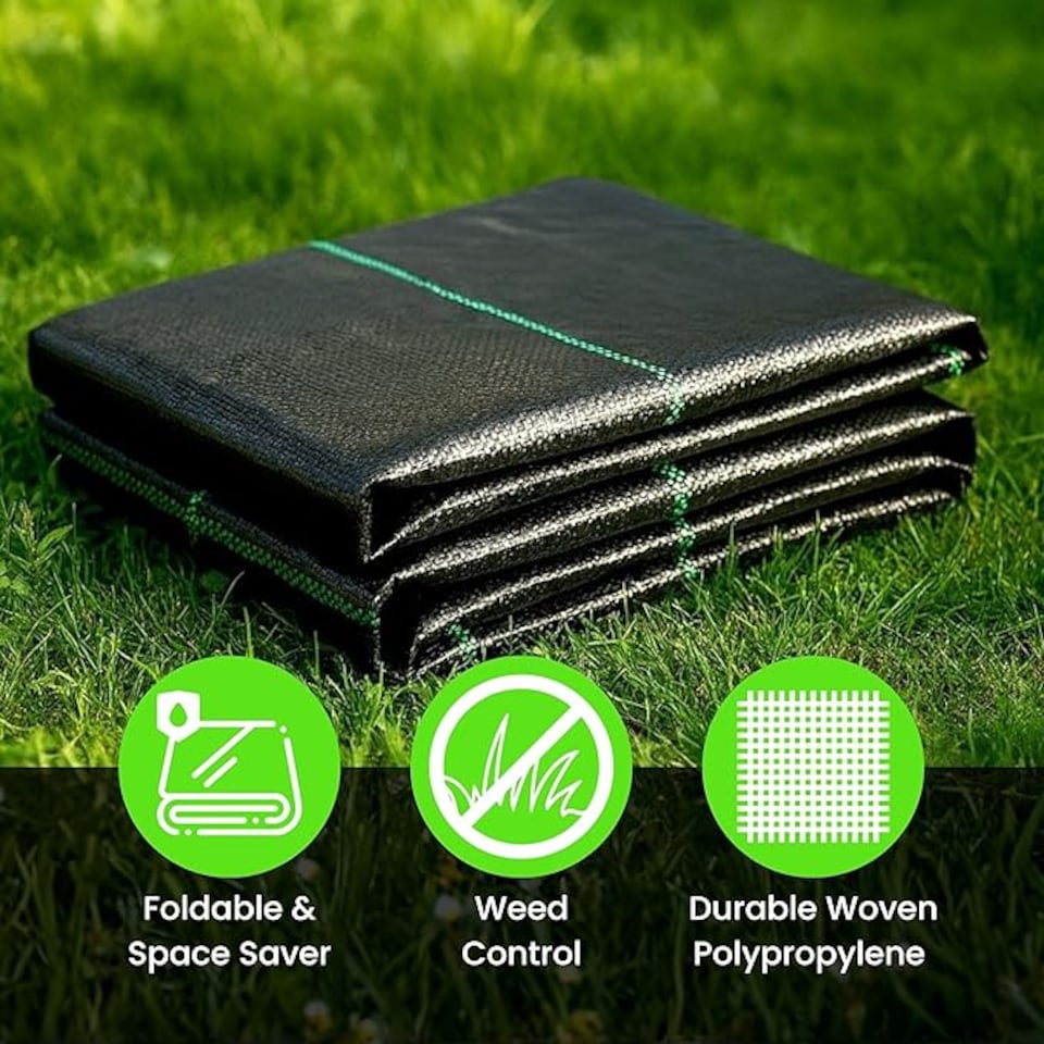 image 1 of Heavy Duty Weed Control Fabric - Landscape Membrane for Garden, Patios & Flower Beds