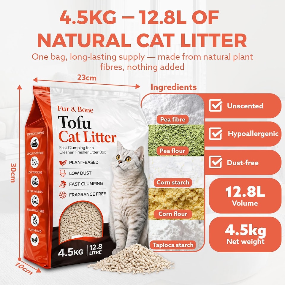 image 1 of Fur & Bone Tofu Cat Litter 4.5kg Flushable Clumping Litter