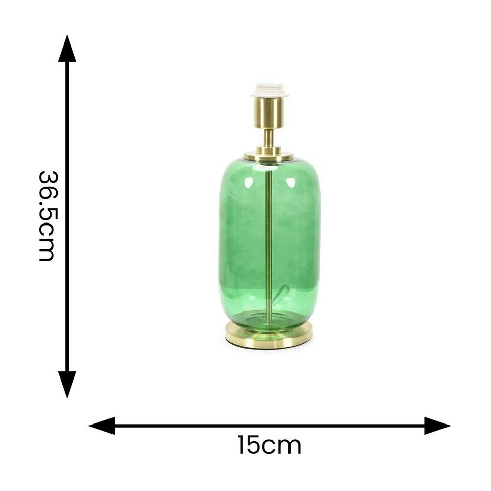 image 1 of ValueLights Leigh Forest Green Glass and Gold Detail Table Lamp Base