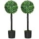 image 1 of HOMCOM Set of 2 Decorative Artificial Trees, Topiary Ball-shaped Boxwood Trees in Pot, Fake Plants for Home Indoor outdoor Decor, 60cm, 1 Tree Balls