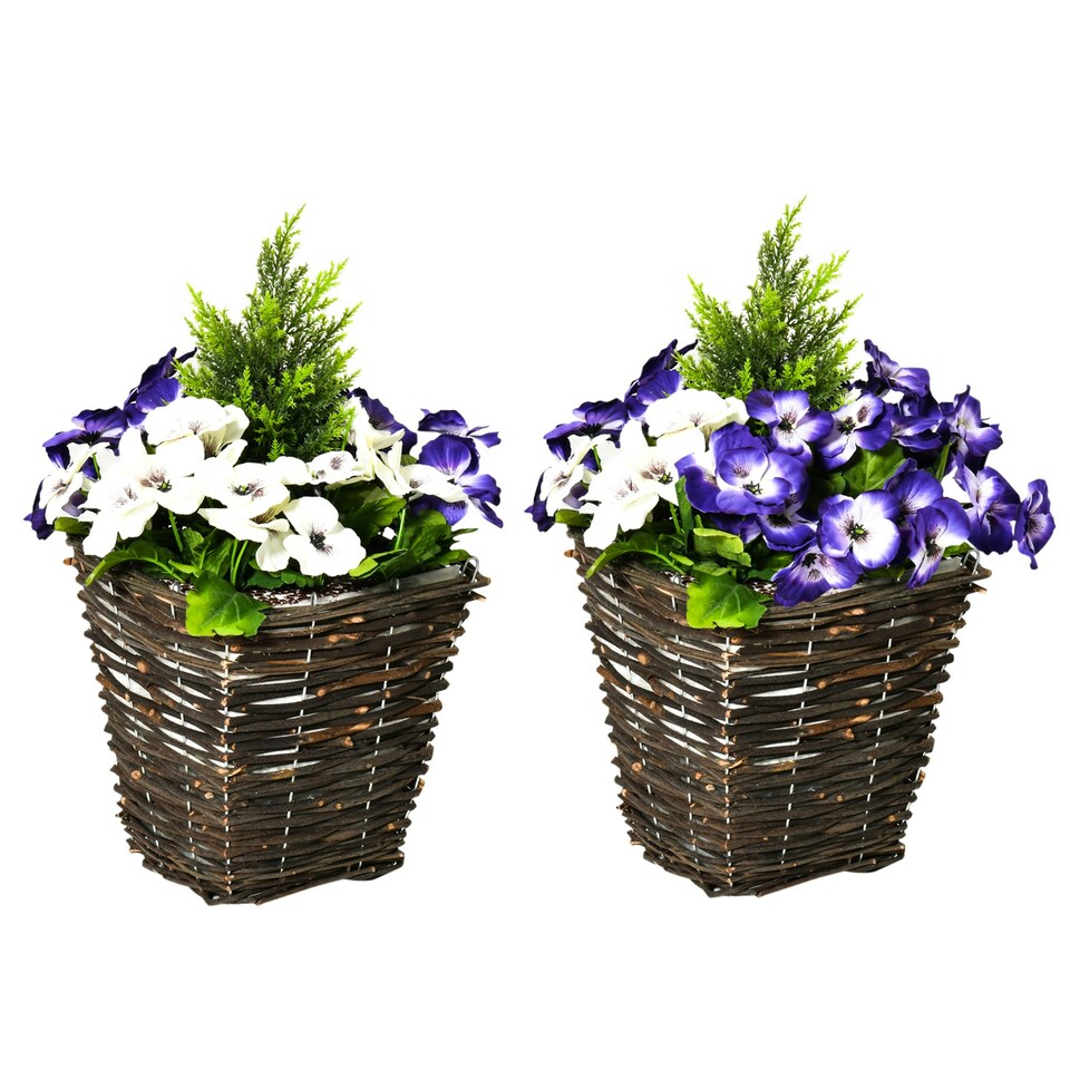 Outsunny 2 PCs Artificial Phalaenopsis Fake Flower Plant Tesco Groceries