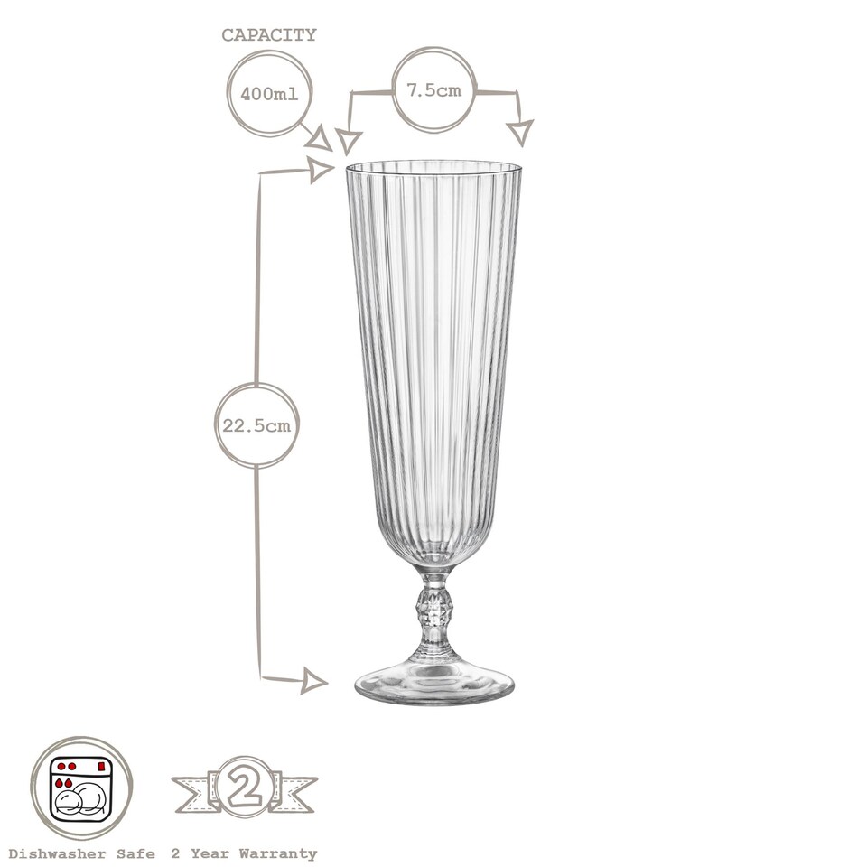 image 1 of Bormioli Rocco America '20s Sling Cocktail Glasses - 400ml - Pack of 6