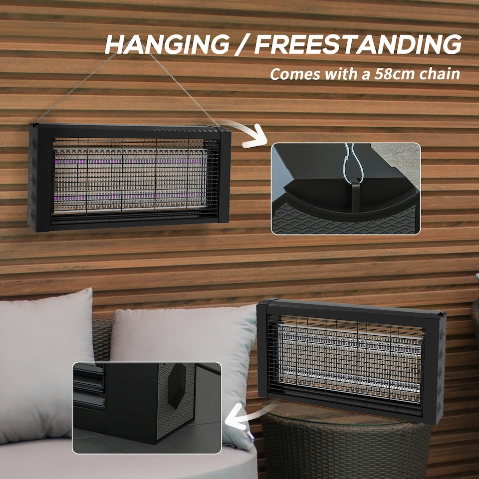 image 1 of HOMCOM Fly Killer with Infrared Light, Hanging / Freestanding, Black