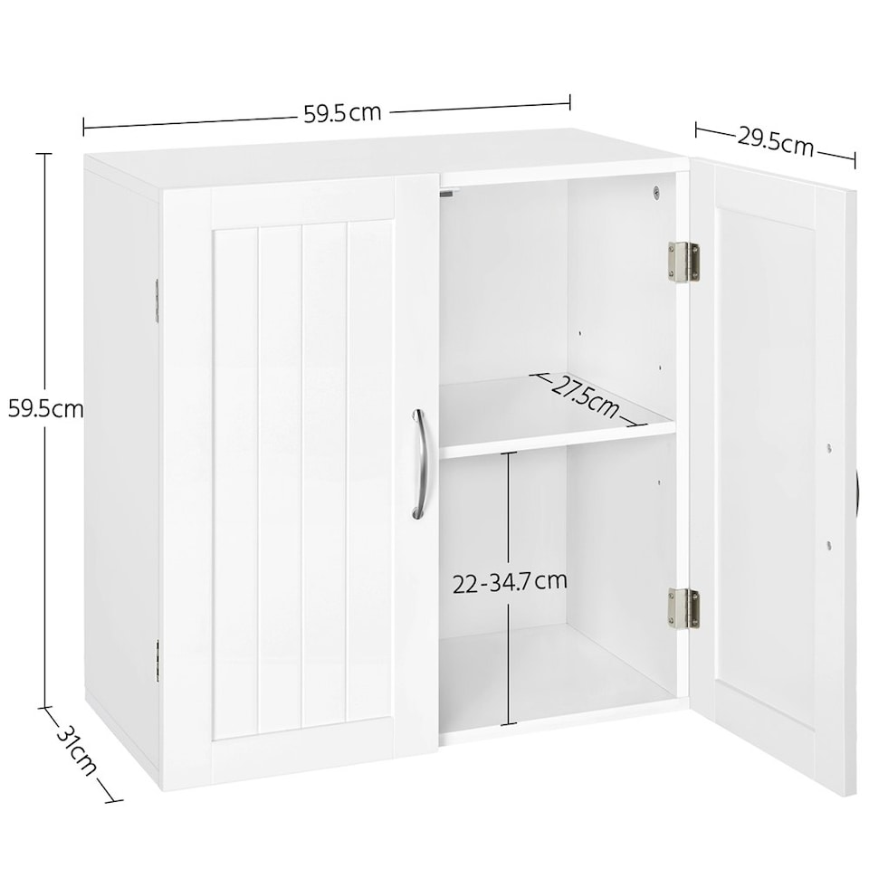 image 1 of Yaheetech Wall Mount Cabinet with Adjustable Shelf | White