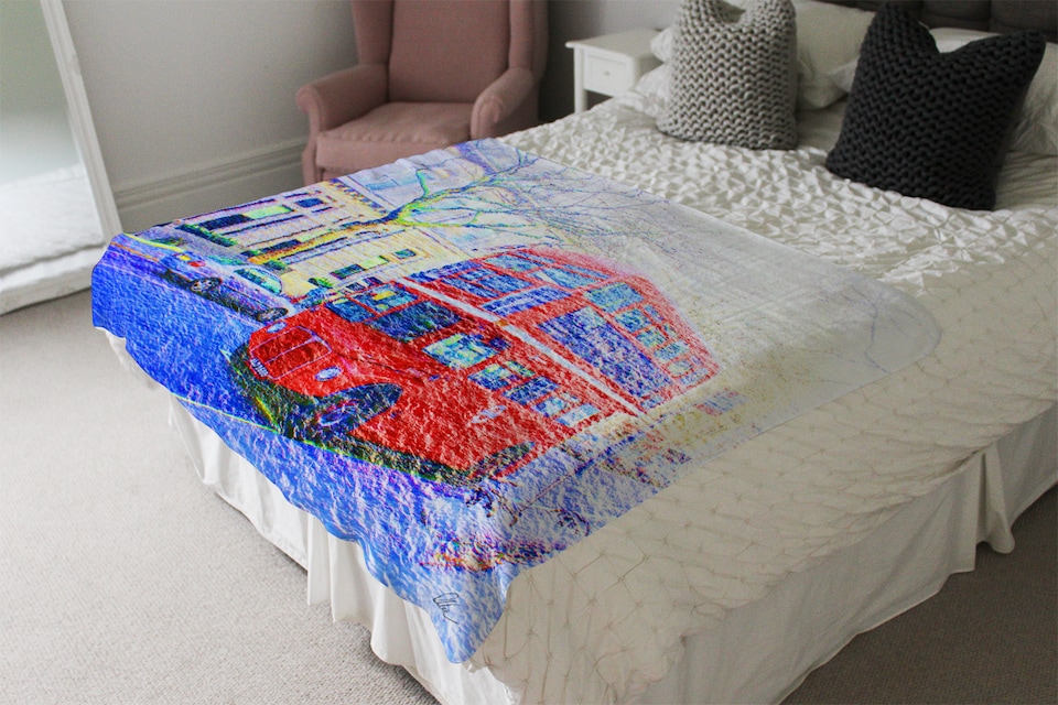 image 1 of London Bus Red Blanket | Multi