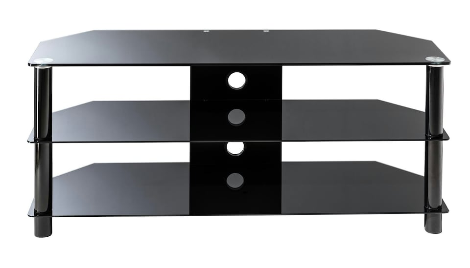 image 1 of Essentials TV-Stand with 3 Shelves Black/Glass ESS1200/3-BLK | Black | Black | One Size | 249