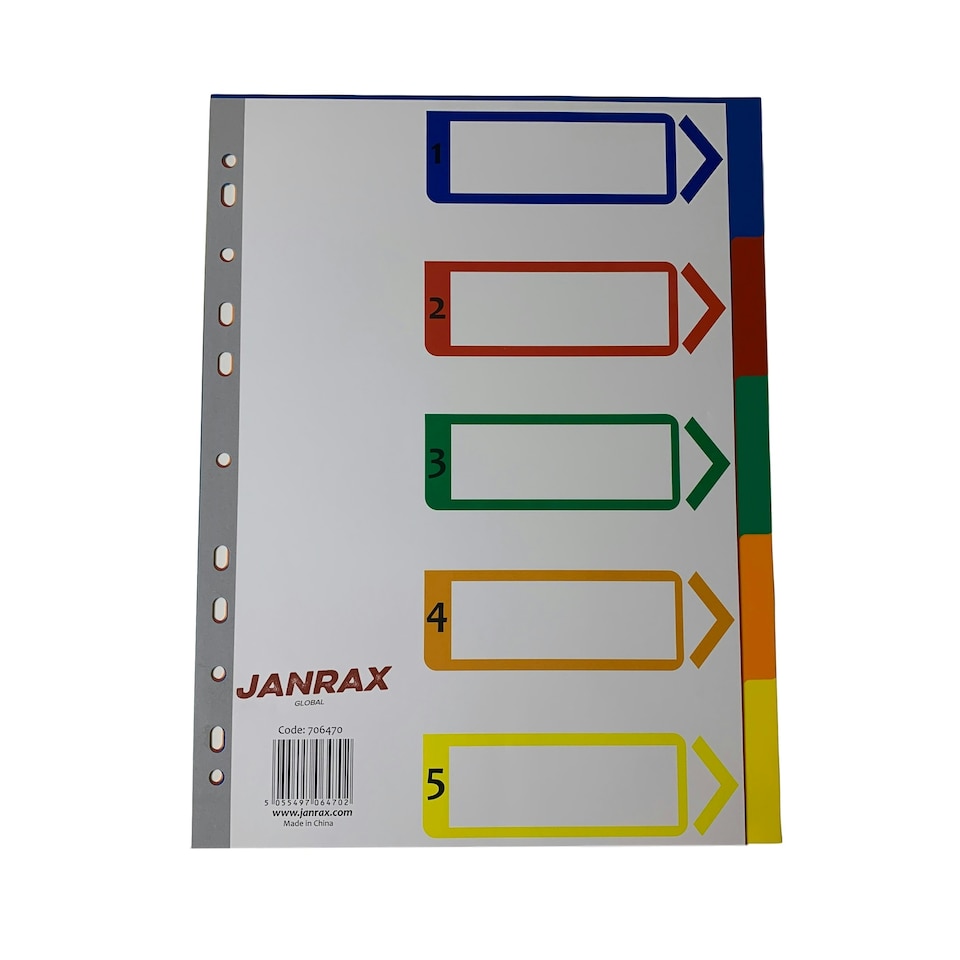 image 1 of A4 5 Part Polypropylene Dividers with Reinforced Index Cover
