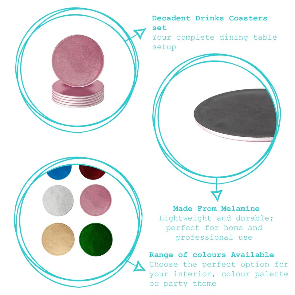 image 1 of Argon Tableware Metallic Coasters - 10cm - Rose Gold - Pack of 6