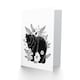 image 2 of Grizzly Bear and Wildflowers Black White Folk Art Birthday Greeting Card