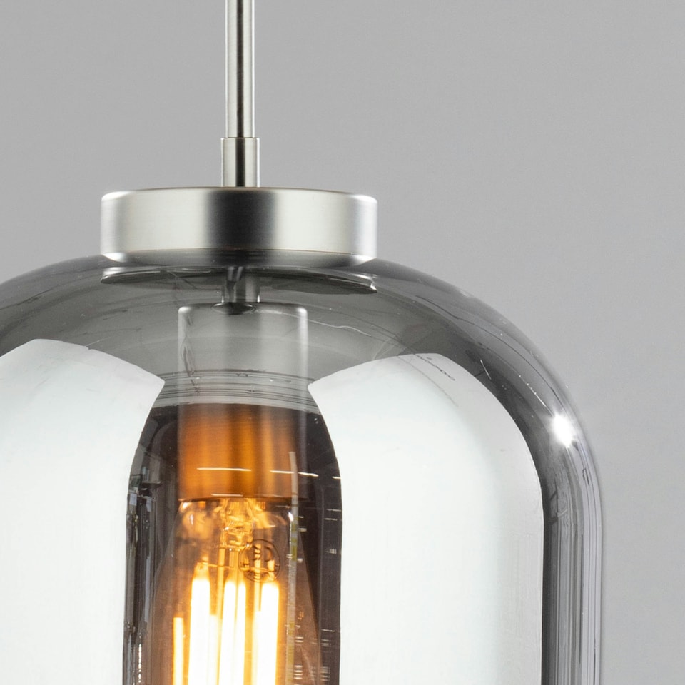 image 1 of BHS Draper Glass Shade Ceiling Pendant, Pewter