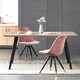 image 8 of Set of 2 Sofia Ergonomic Modern Dining Chairs Upholstered in Velvet, Metal Legs with Gold End Tips Pink