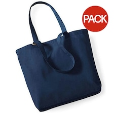 Westford Mill Organic Cotton Shopper Bag - 16 Litres (Pack of 2) - Navy Blue - One Size Blue