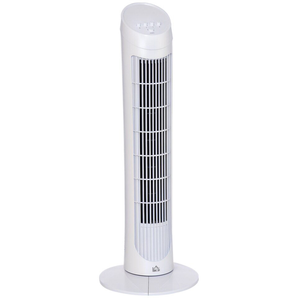 image 1 of HOMCOM Tower Fan for Bedroom Cooling, 30 Inch Electric 70 Oscillating Fan with 3 Speed Settings, Standing Floor Fan for Home Office Indoor, White