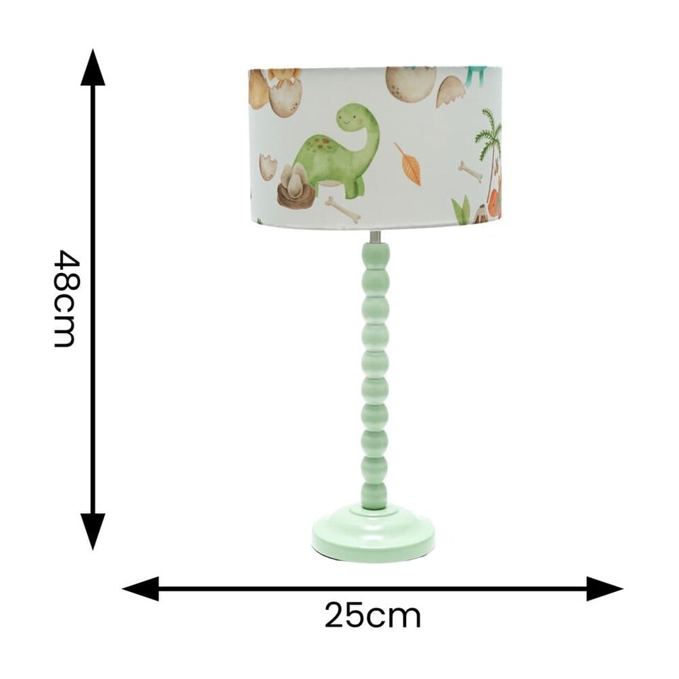 image 1 of ValueLights Bobbles Sage Green Table Lamp with Dino Shade & Bulb | Green