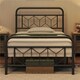 image 1 of Yaheetech 3ft Single Vintage Metal Bed Frame with Diamond Pattern Headboard Black
