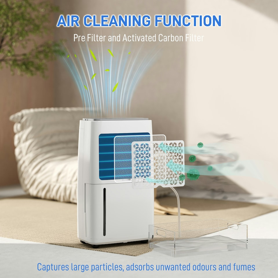 image 1 of HOMCOM 16L Dehumidifier with Filter, 5.5L Water Tank, Auto Defrost, Timer