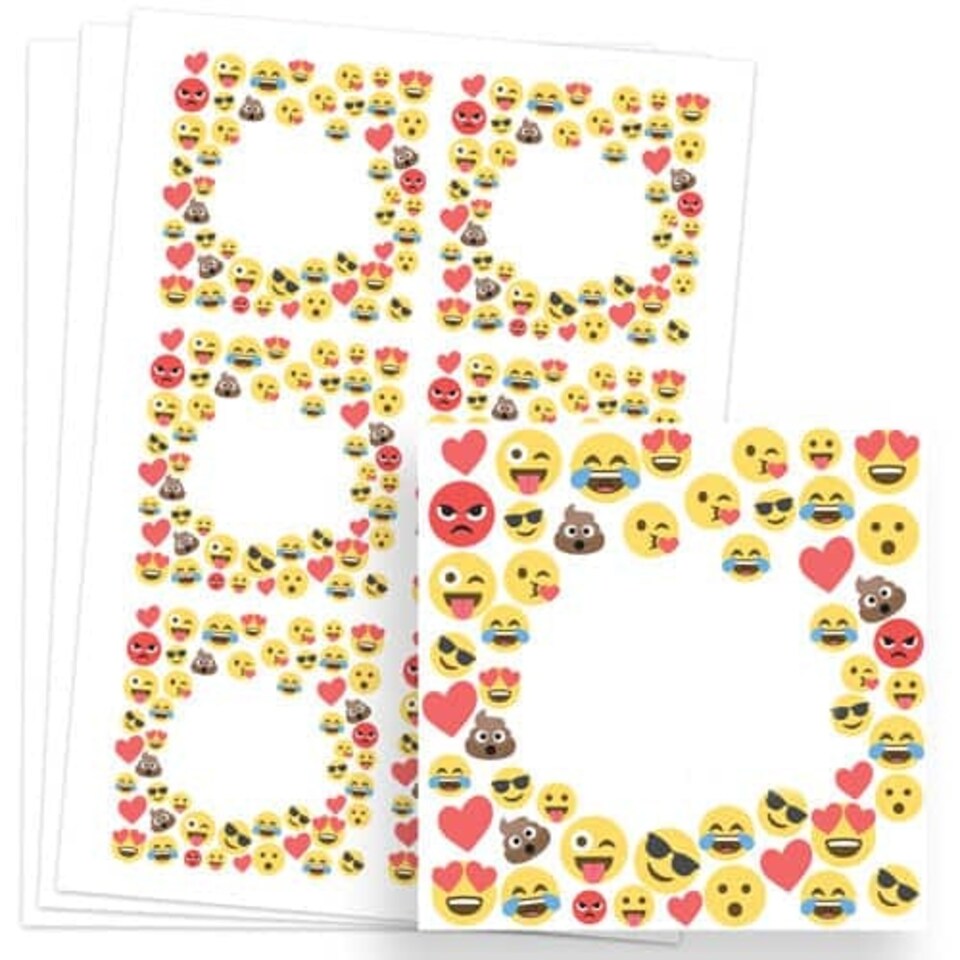 Emoji Design 80mm Square Sticker sheet of 6