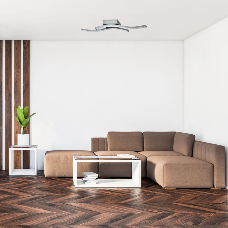 image 1 of Modern Double Wavy Strip Flush LED Powered Ceiling Light Fitting in Grey Sand | Grey | Grey | 1