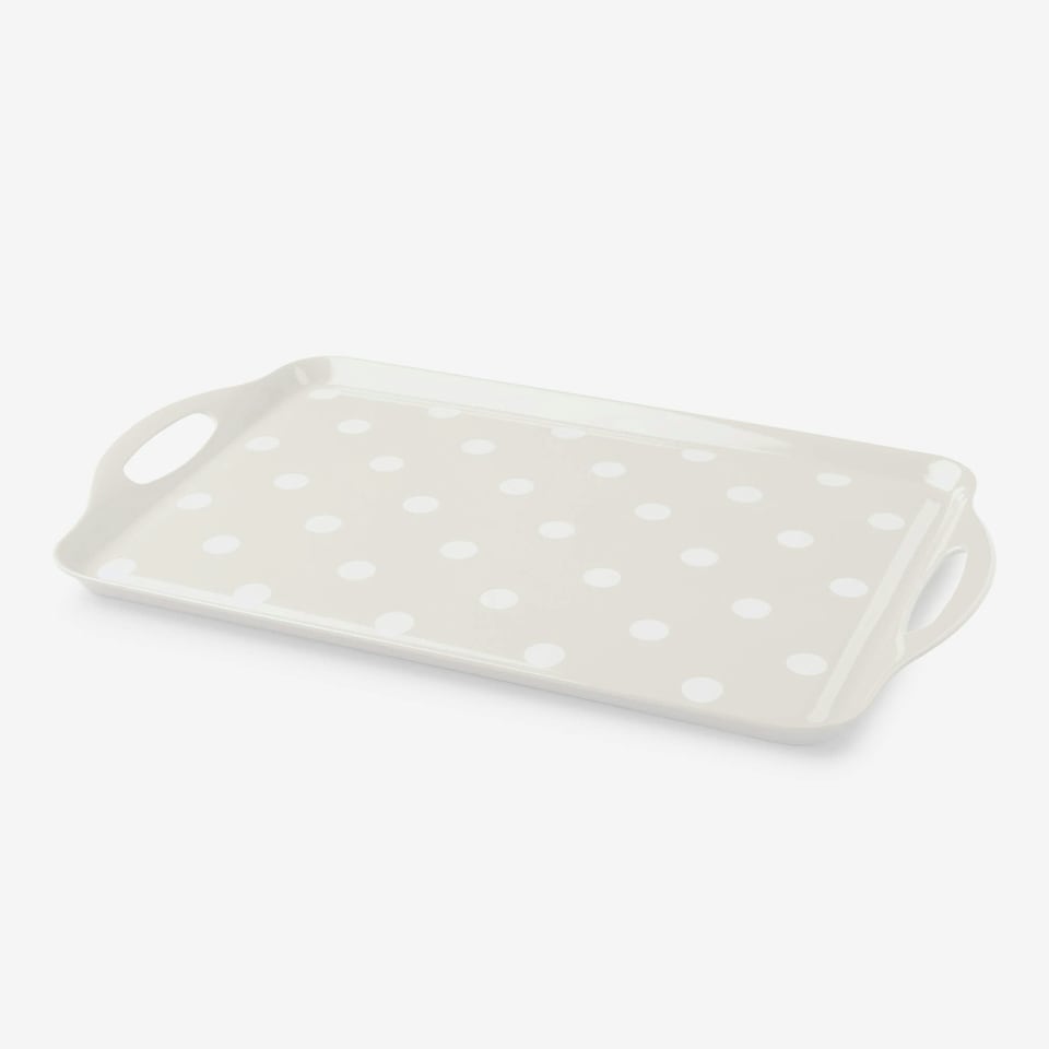image 1 of Melamine Dotty Tray, Large | Grey | Dark Grey
