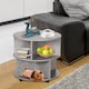 image 8 of HOMCOM Round Coffee Table, Movable Centre Table with Divided Shelves and Rolling Wheels, 3 Tier Living Room Table, Cement Colour | Grey