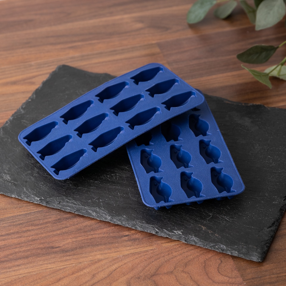 image 1 of BarCraft Set of 2 Penguin Shaped Ice Cube Trays, Flexible Silicone Easy-Release Ice Cube Moulds