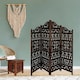 image 2 of 4 Panel Heavy Duty Carved  Screen Wooden Gamla Design Room Divider Dark Brown 200 x 180 cm | Brown | Dark Brown | 200 x 180 cm