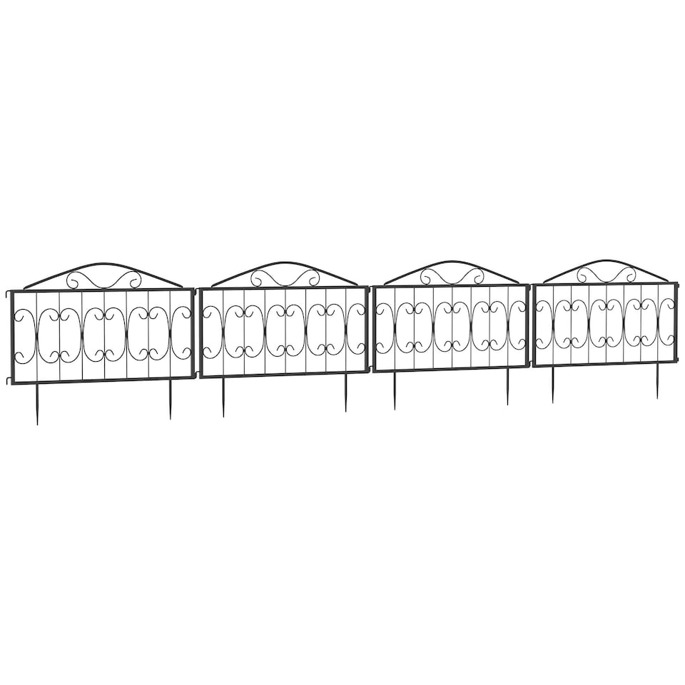 image 1 of Outsunny Decorative Garden Fencing 4PCs Metal Border Edging
