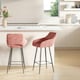 image 2 of HOMCOM Bar Stools Set of 2, Velvet-Touch Fabric Counter Height Bar Chairs Pink