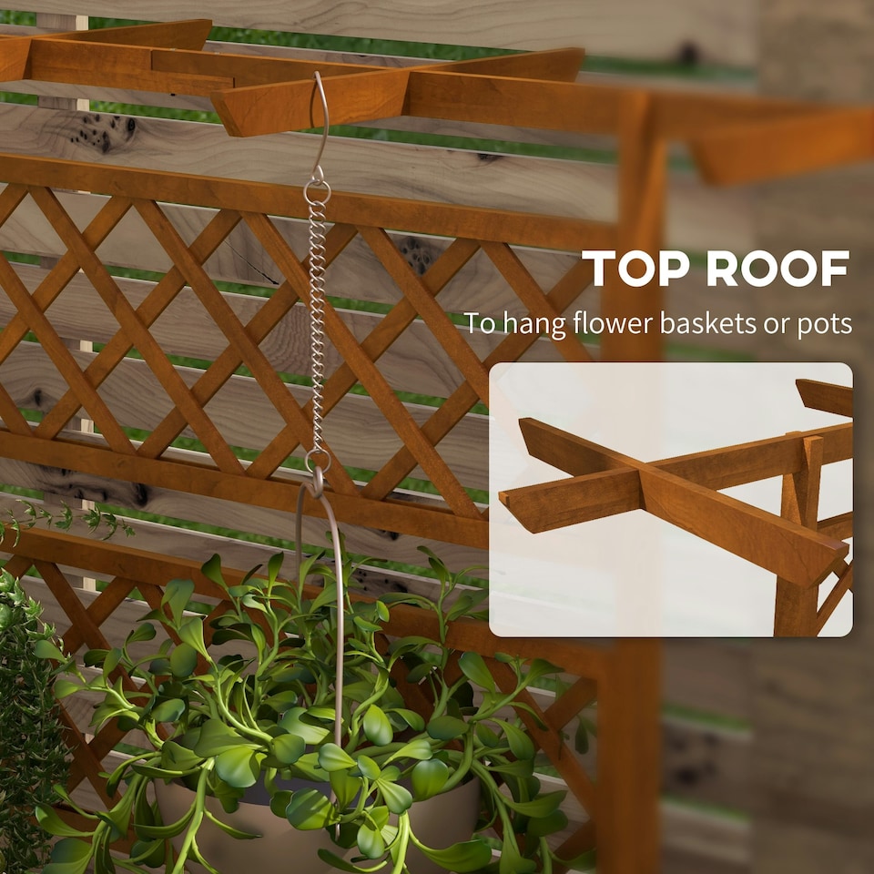image 1 of Outsunny Wooden Trellis Planter, Raised Garden Bed for Climbing Plants, Natural