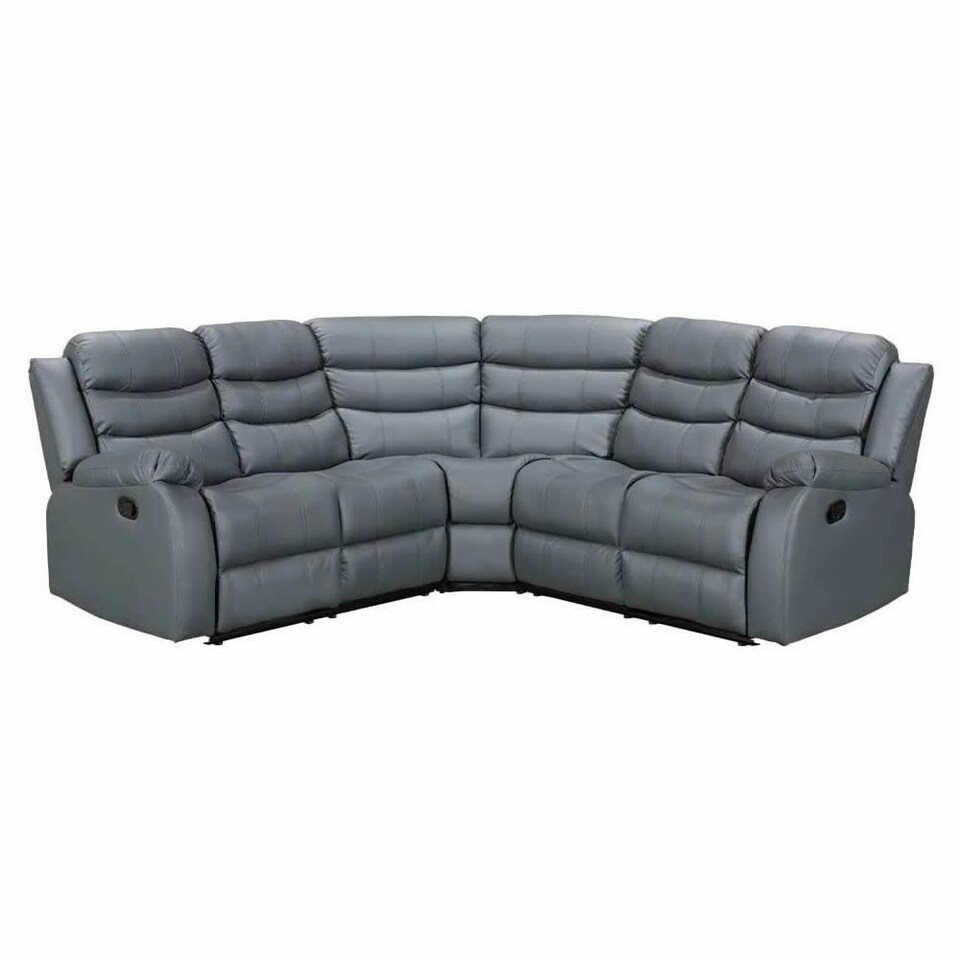 image 1 of Roma 5 Seater Leather Recliner Corner Sofa Set Grey