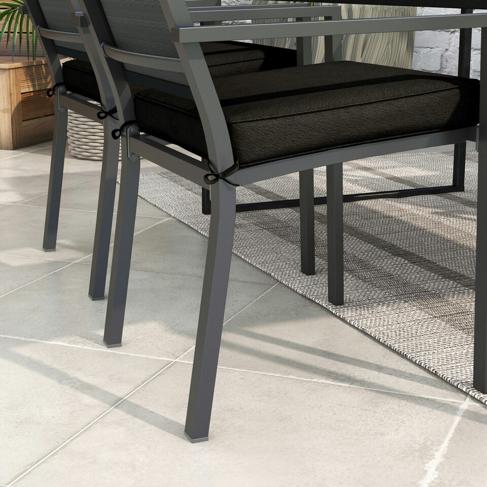 image 1 of Outsunny Set of 4 Outdoor Seat Cushion with Ties, for Patio Furniture, Beige 