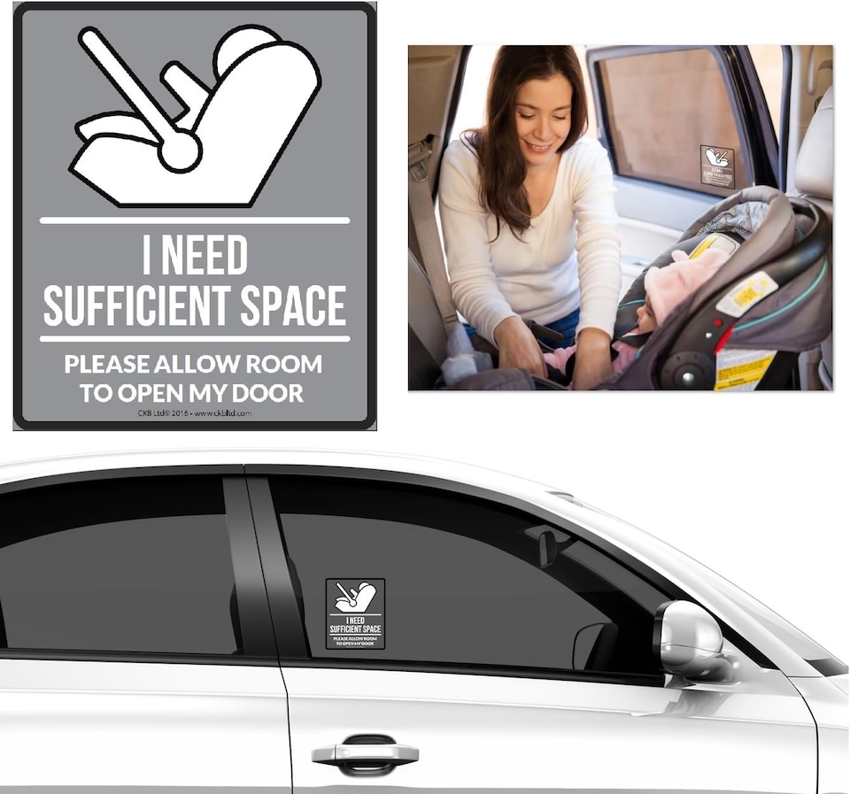 image 1 of CKB Ltd Baby Car Seat Warning Notice Adhesive Vinyl Sticker for Cars Sticks to The Window