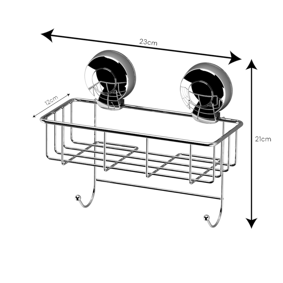 image 1 of Showerdrape Suctionloc Chrome Suction Wall Mounted Sponge Basket with Mounting Discs | Silver | 1