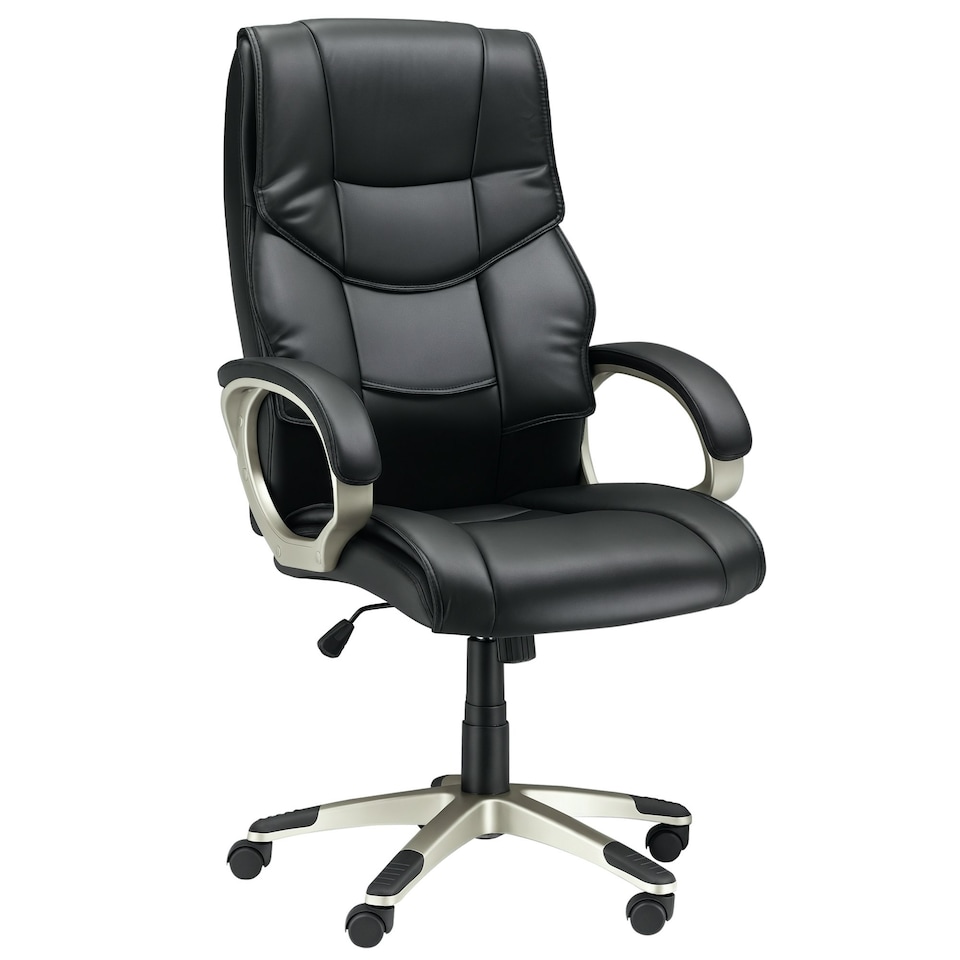 image 1 of HOMCOM Executive Office Chair Faux Leather Computer Desk Chair w/ Wheel Black