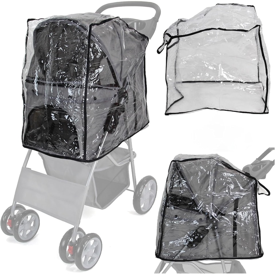image 1 of Pet Stroller Dog Cat Puppy Pram Pushchair Travel Cart Jogging Buggy Carrier (Pink with Cover)
