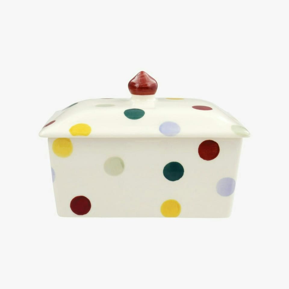 image 1 of Butter Dish: Emma Bridgewater Polka Dot Butter Dish, Ceramic | White