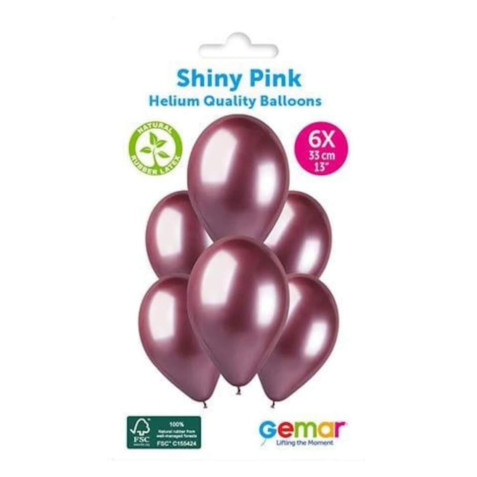 image 1 of Shiny Pink Bio Latex Balloons 33cm / 13 in - Pack of 6