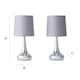 image 7 of ValueLights Teardrop Pair Chrome Touch Table Lamps Grey Shade | Grey