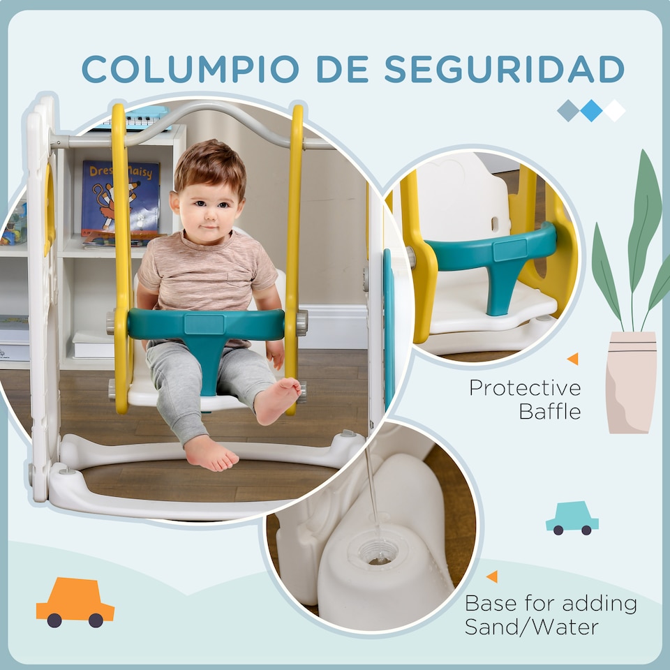 image 1 of AIYAPLAY 6-in-1 Toddler Climber and Set w/ Basketball Hoop, Telescope Yellow